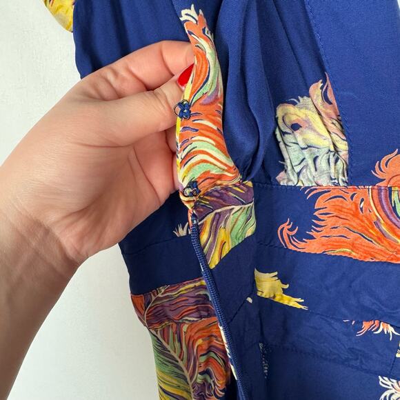 Trashy Diva Showgirl Royalty Blue Feather 1940s Print Fit & Flare Dress 4 Retro - Picture 6 of 12